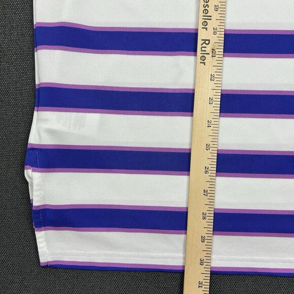RLX Ralph Lauren Shirt Mens Large Striped‎ Blue Purple White Golf Regular Fit - Picture 7 of 7